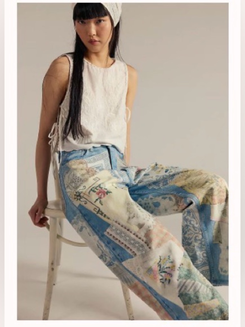 FREE PEOPLE We The Free Illusions Printed Relaxed Jeans size 24 - Picture 5 of 15
